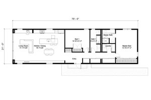 Floor Plan - Main Floor for Modern House Plan #497-24 - 2 bed, 2 bath
