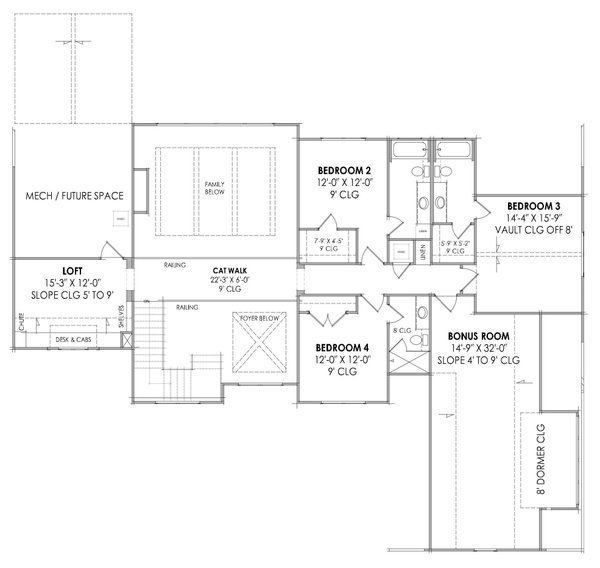 Farmhouse Floor Plan - Upper Floor Plan #1096-8