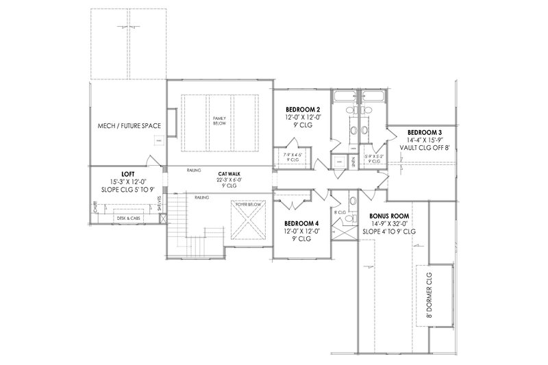 House Design - Floor Plan - Upper Floor for Farmhouse House Plan #1096-8 - 4 bed, 4.5 bath