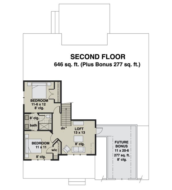 Farmhouse Floor Plan - Upper Floor Plan #51-1167
