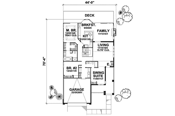 Floor Plan - Main Floor for Bungalow House Plan #50-253 - 3 bed, 2 bath