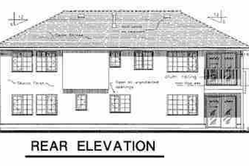 House Blueprint - Exterior - Rear Elevation for European House Plan #18-216 - 3 bed, 2 bath