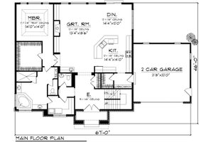 Floor Plan - Main Floor for Tudor House Plan #70-1139 - 3 bed, 2.5 bath