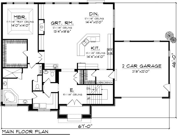 Home Plan - Tudor Floor Plan - Main Floor Plan #70-1139