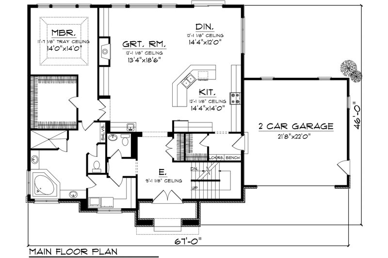 Architectural House Design - Floor Plan - Main Floor for Tudor House Plan #70-1139 - 3 bed, 2.5 bath