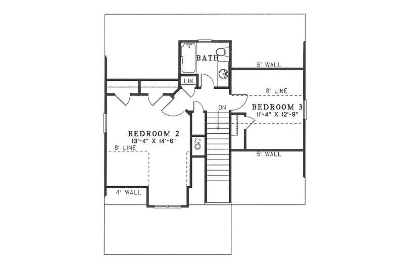 House Design - Floor Plan - Upper Floor for Cottage House Plan #17-2013 - 3 bed, 2 bath