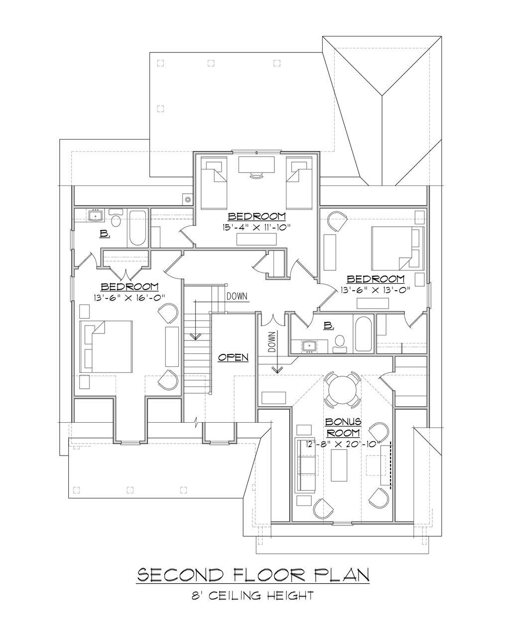 Floor Plan - Upper Floor for Traditional House Plan #1054-98 - 4 bed, 3.5 bath