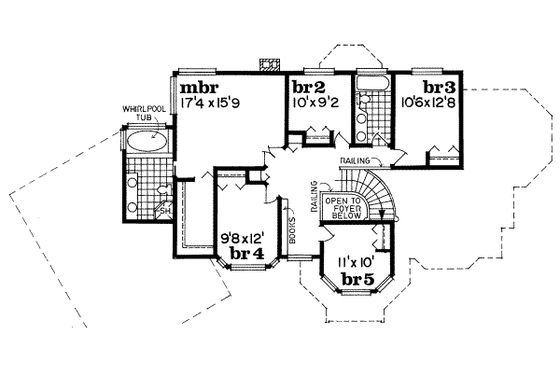 Floor Plan - Upper Floor for Traditional House Plan #47-551 - 5 bed, 2.5 bath