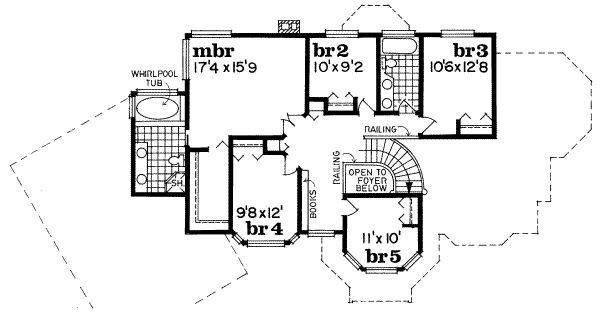 Traditional Floor Plan - Upper Floor Plan #47-551