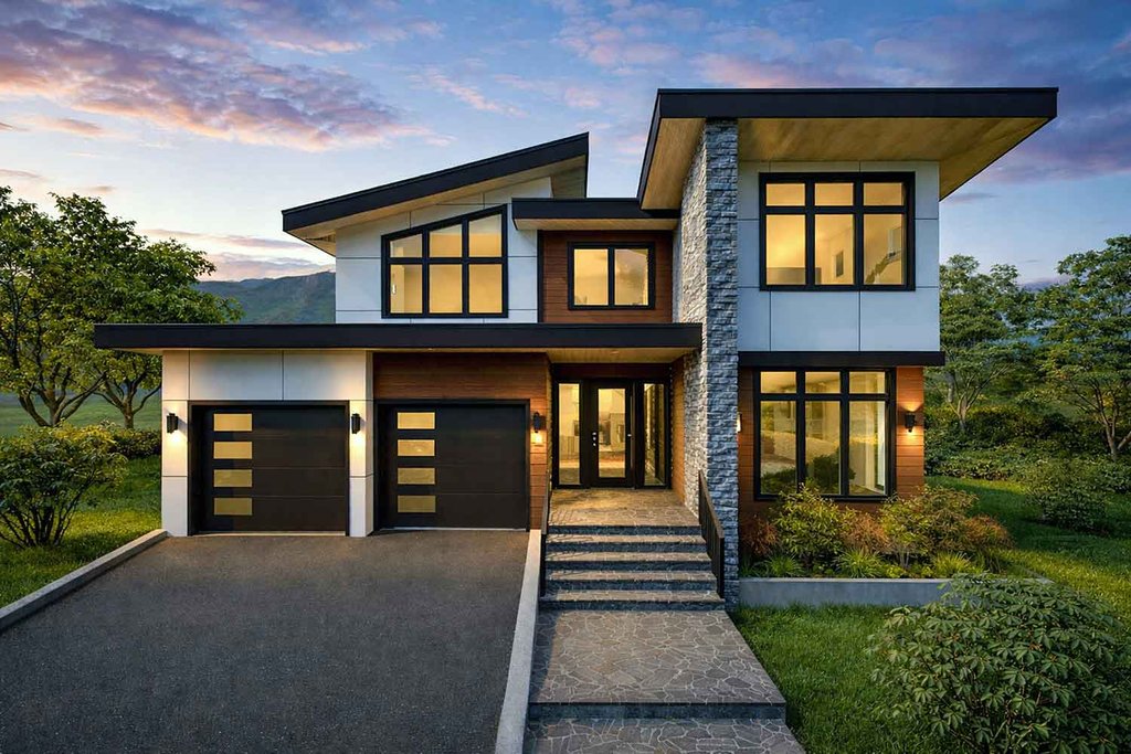 Exterior - Front Elevation 2 for Contemporary House Plan #1101-63 - 3 bed, 3.5 bath