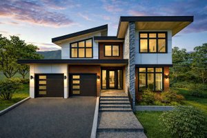 Exterior - Front Elevation for Contemporary House Plan #1101-63 - 3 bed, 3.5 bath