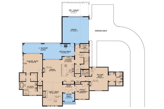 Floor Plan - Main Floor for European House Plan #923-186 - 4 bed, 3.5 bath