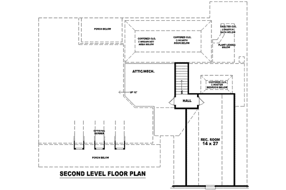 Floor Plan - Upper Floor for Southern House Plan #81-1031 - 3 bed, 2 bath