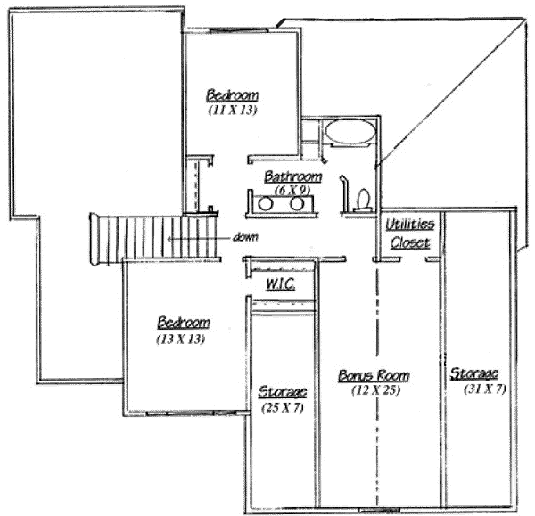House Design - Adobe / Southwestern Floor Plan - Upper Floor Plan #5-188