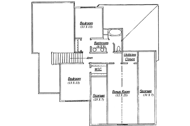 Home Plan - Floor Plan - Upper Floor for Adobe / Southwestern House Plan #5-188 - 3 bed, 3 bath