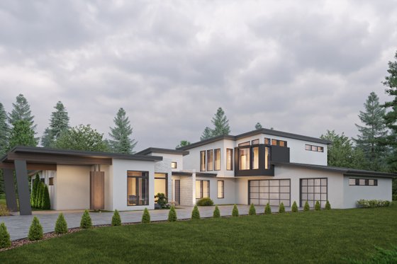 Exterior - Front Elevation for Contemporary House Plan #1066-212 - 4 bed, 4.5 bath