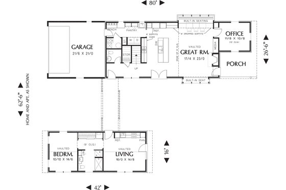 Floor Plan - Main Floor for Contemporary House Plan #48-661 - 4 bed, 3.5 bath