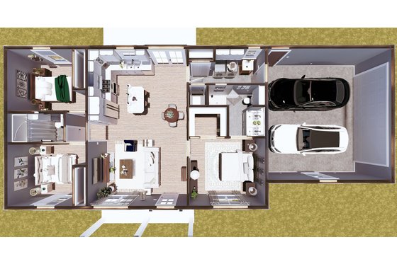 Floor Plan - Main Floor 1 for Ranch House Plan #44-239 - 3 bed, 2 bath