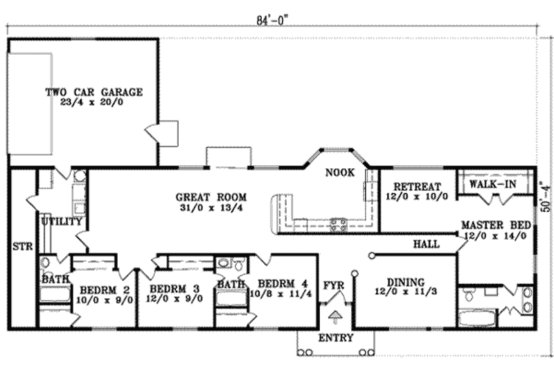 Home Plan - Floor Plan - Main Floor for European House Plan #1-1439 - 4 bed, 3 bath