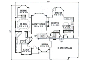 Floor Plan - Main Floor for European House Plan #67-711 - 4 bed, 3 bath