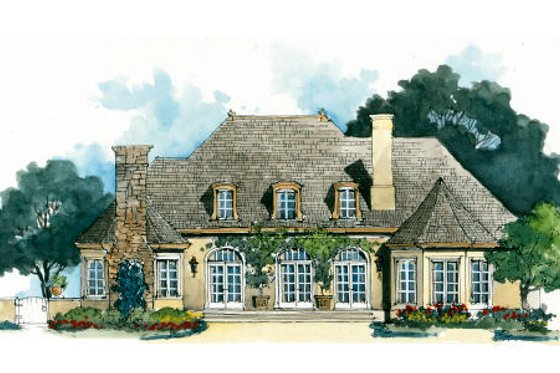 Exterior - Rear Elevation for European House Plan #429-37 - 3 bed, 2.5 bath