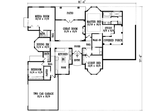 Floor Plan - Main Floor House Plan #1-1180 - 4 bed, 3 bath