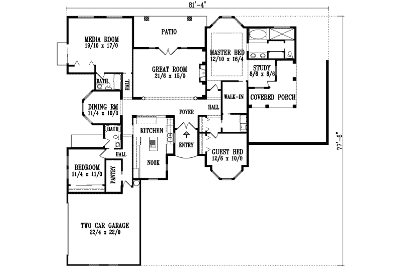 Home Plan - Floor Plan - Main Floor House Plan #1-1180 - 4 bed, 3 bath