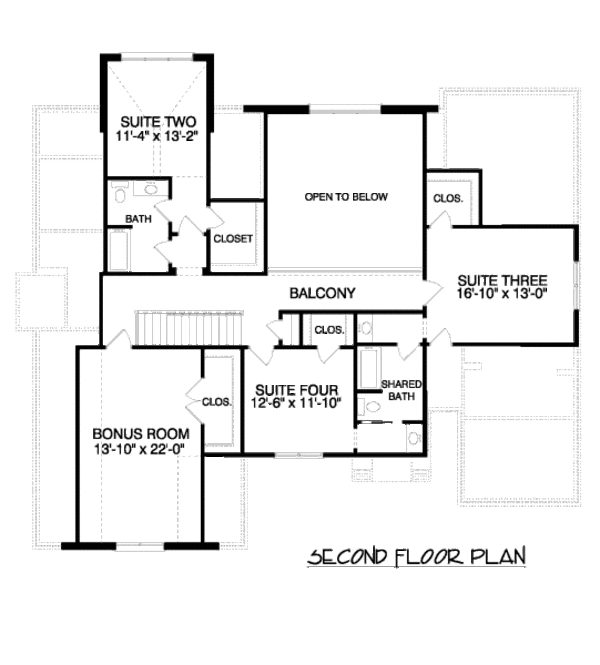 European Floor Plan - Upper Floor Plan #413-857