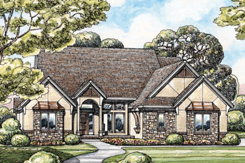 Architectural House Design - Exterior - Front Elevation for European House Plan #20-1821 - 2 bed, 3 bath
