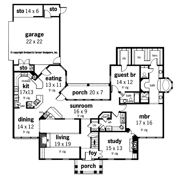 Home Plan - Southern Floor Plan - Main Floor Plan #45-171