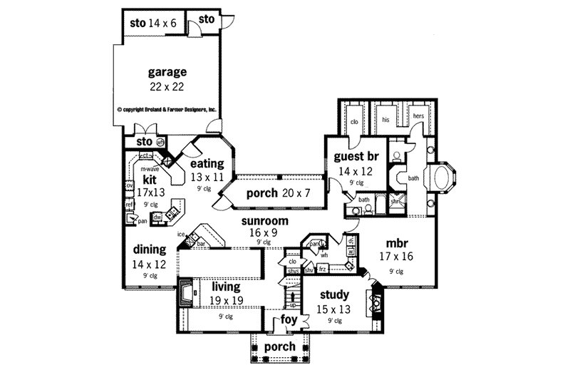 Home Plan - Floor Plan - Main Floor for Southern House Plan #45-171 - 4 bed, 4 bath