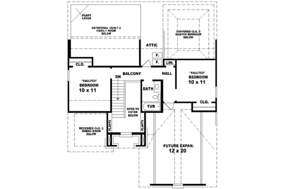 Floor Plan - Upper Floor for European House Plan #81-705 - 3 bed, 2.5 bath