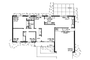 Floor Plan - Main Floor for Ranch House Plan #72-394 - 3 bed, 2 bath