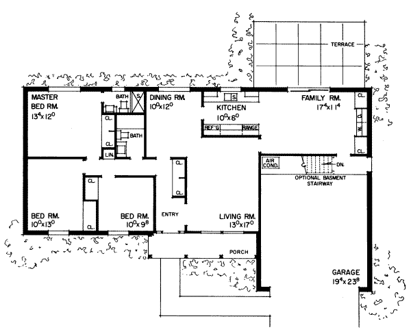 Architectural House Design - Ranch Floor Plan - Main Floor Plan #72-394