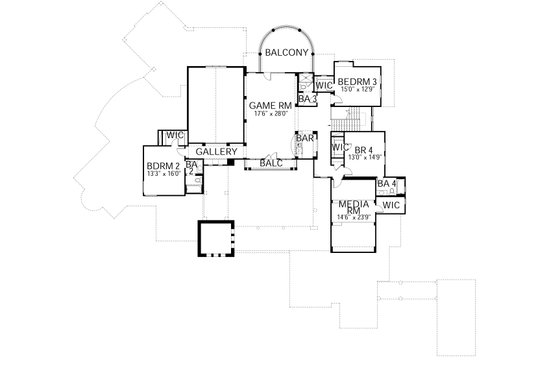 Floor Plan - Upper Floor for Mediterranean House Plan #80-215 - 6 bed, 7 bath