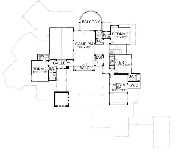 Dream House Plan - Mediterranean Floor Plan - Upper Floor Plan #80-215