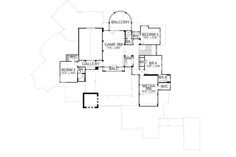 Home Plan - Floor Plan - Upper Floor for Mediterranean House Plan #80-215 - 6 bed, 7 bath