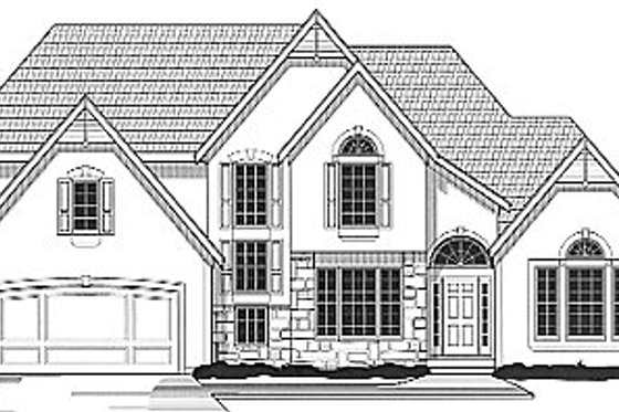 Exterior - Front Elevation for European House Plan #67-225 - 3 bed, 3 bath