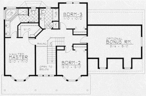 Traditional Floor Plan - Upper Floor Plan #112-122