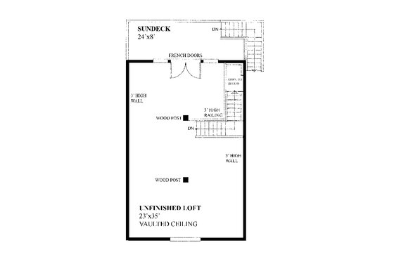 Floor Plan - Upper Floor for Farmhouse House Plan #118-135, 0.5 bath