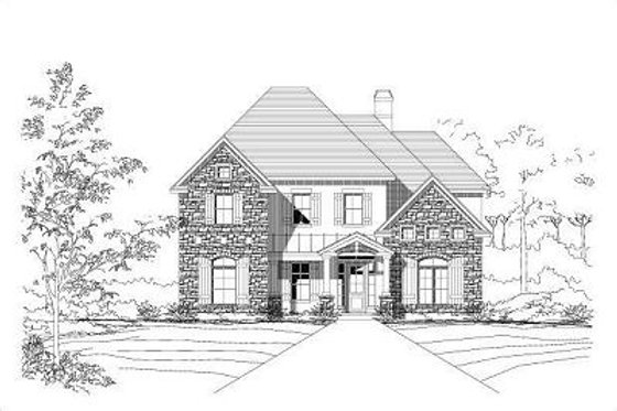 Exterior - Front Elevation for European House Plan #411-697 - 5 bed, 4 bath