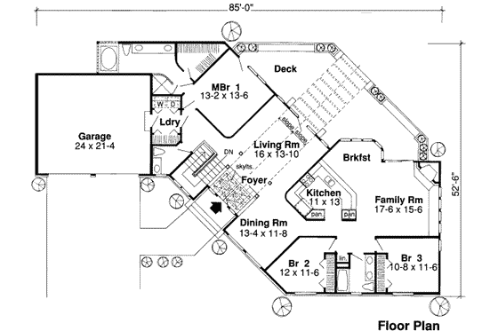 Floor Plan - Main Floor for Traditional House Plan #312-512 - 3 bed, 2.5 bath
