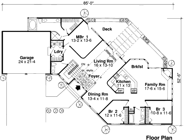 Floor Plan - Main Floor for Traditional House Plan #312-512 - 3 bed, 2.5 bath