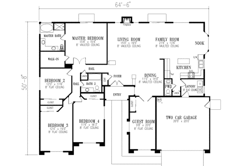 Home Plan - Floor Plan - Main Floor for Mediterranean House Plan #1-573 - 4 bed, 2.5 bath