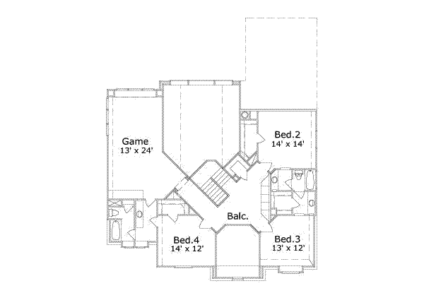 Traditional Floor Plan - Upper Floor Plan #411-129