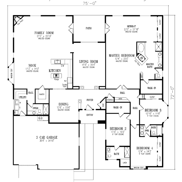 Adobe / Southwestern Floor Plan - Main Floor Plan #1-880