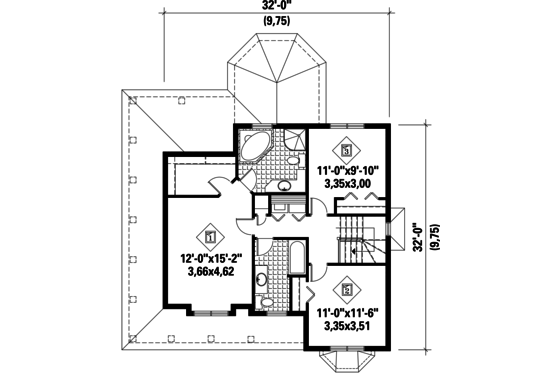 Floor Plan - Upper Floor for Country House Plan #25-4346 - 3 bed, 2.5 bath