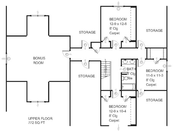 Traditional Floor Plan - Upper Floor Plan #901-33