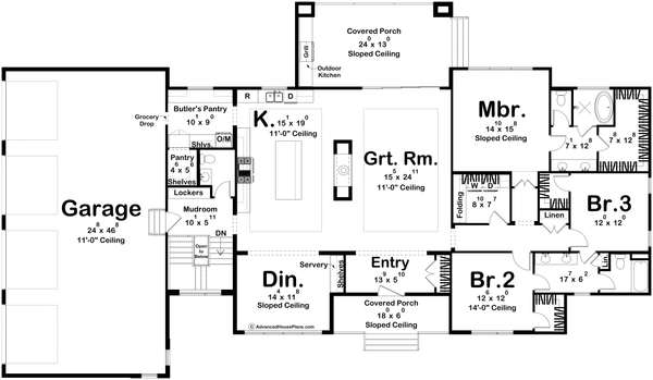 House Blueprint - Floor Plan - Main Floor for Modern House Plan #455-771 - 3 bed, 2.5 bath