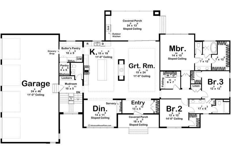 House Blueprint - Floor Plan - Main Floor for Modern House Plan #455-771 - 3 bed, 2.5 bath